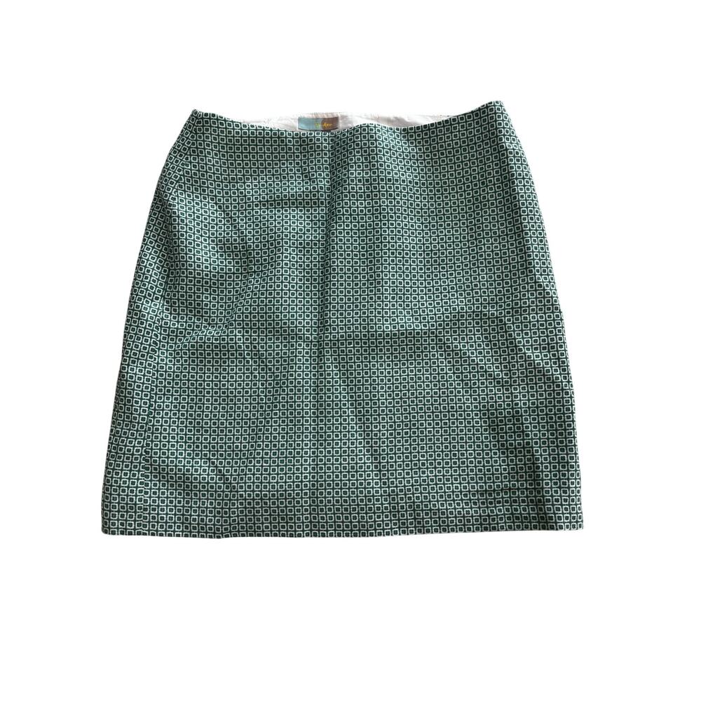 Boden Green Geometric Pencil Skirt Size 14L Knee Length Work Office Classic